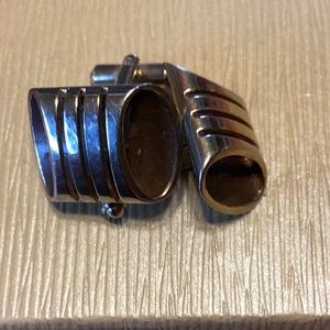 Vintage Flex-Let mid-century modern gold tone angled bullet toggle cufflinks set